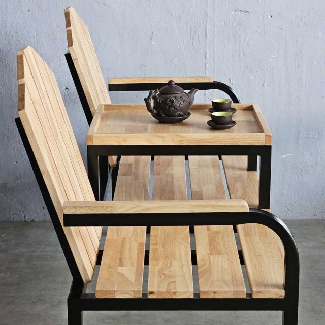 Ghế băng dài có lưng tựa 150x50cm gỗ cao su GBD042