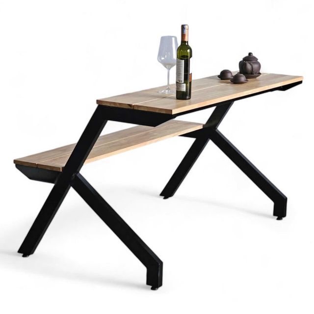 Ghế băng liền bàn 120x80x75cm gỗ cao su lắp ráp GBD041