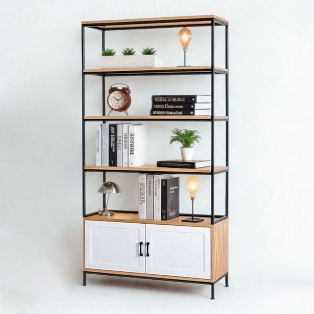 Kệ trưng bảy có ngăn tủ 100x35x190cm gỗ cao su KS68273 Kệ trưng bảy có ngăn tủ 100x35x190cm gỗ cao su KS68273