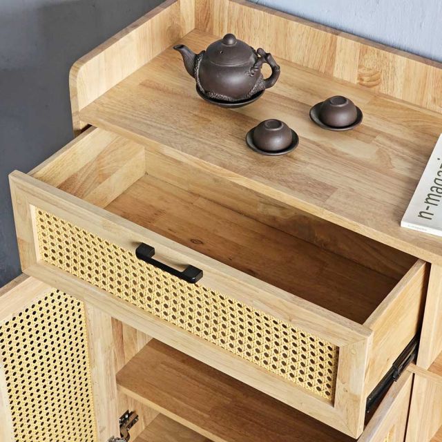 Tủ giày kết hợp kệ để đồ cửa lưới mây KG68055