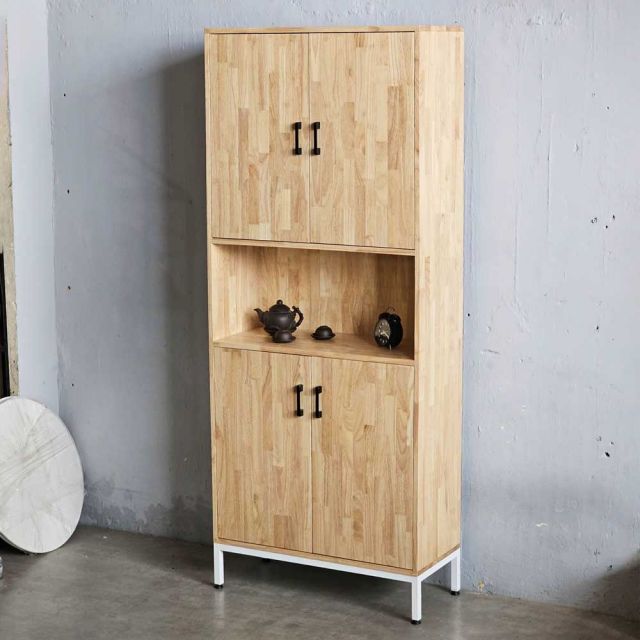 Tủ phòng khách 80x35x195cm gỗ cao su KTB68200