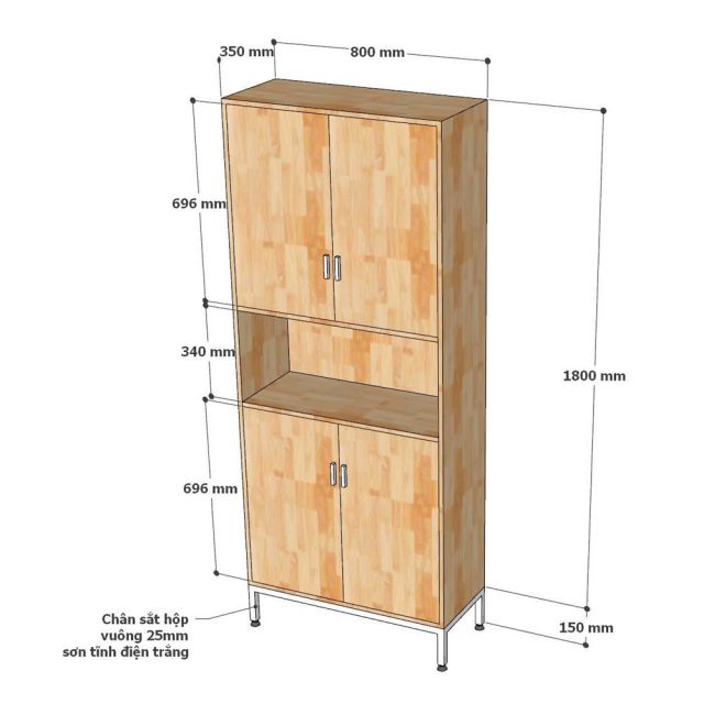 Tủ phòng khách 80x35x195cm gỗ cao su KTB68200