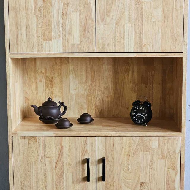 Tủ phòng khách 80x35x195cm gỗ cao su KTB68200