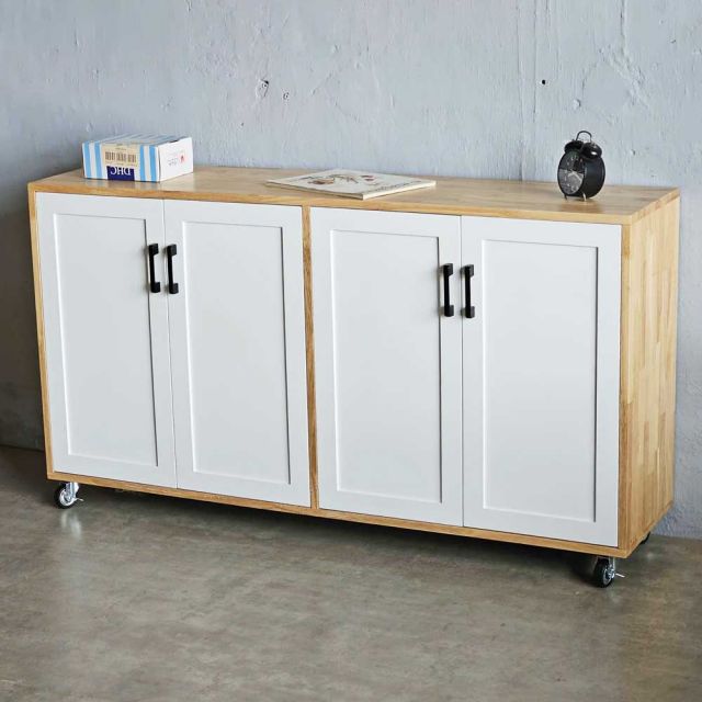 Tủ hồ sơ thấp di động 140x35x70cm gỗ cao su THS68072