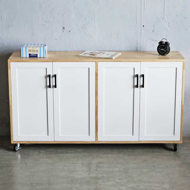 Tủ hồ sơ thấp di động 140x35x70cm gỗ cao su THS68072