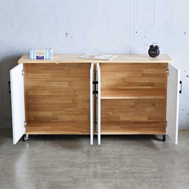 Tủ hồ sơ thấp di động 140x35x70cm gỗ cao su THS68072