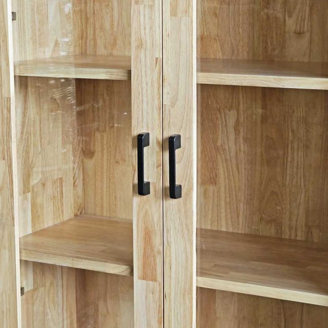 Tủ kính phòng khách 80x35x195cm gỗ cao su KTB68201