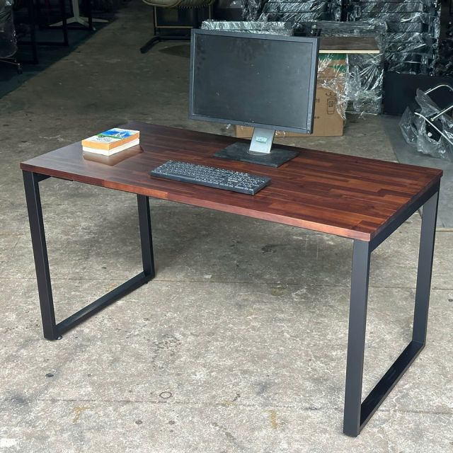 Bàn làm việc gỗ tràm 140x70cm hệ Wooden chân sắt lắp ráp HBWD005
