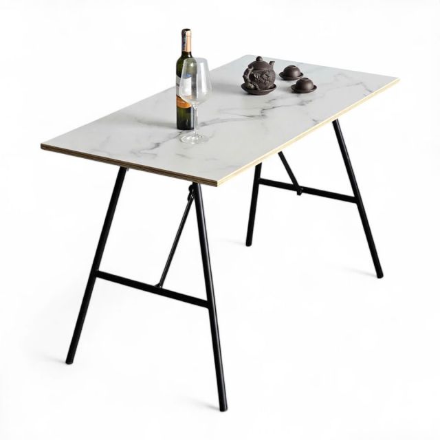 Bàn ăn gấp gọn 120x60cm gỗ plywood vân giả đá BA68204 Bàn ăn gấp gọn 120x60cm gỗ plywood vân giả đá BA68204