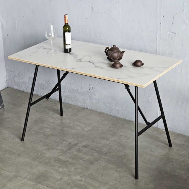 Bàn ăn gấp gọn 120x60cm gỗ plywood vân giả đá BA68204