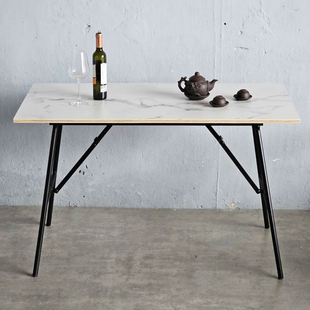 Bàn ăn gấp gọn 120x60cm gỗ plywood vân giả đá BA68204