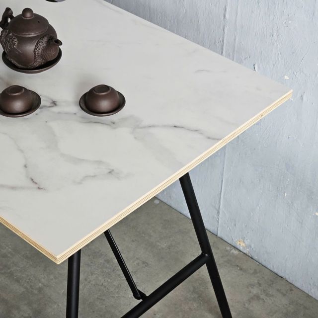 Bàn ăn gấp gọn 120x60cm gỗ plywood vân giả đá BA68204