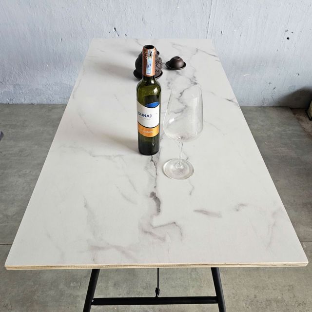 Bàn ăn gấp gọn 120x60cm gỗ plywood vân giả đá BA68204