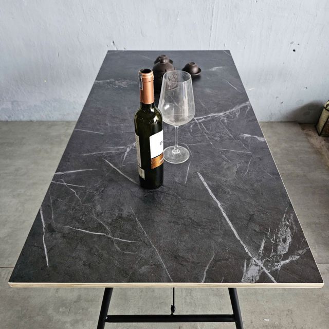 Bàn ăn gấp gọn 120x60cm gỗ plywood vân giả đá BA68204