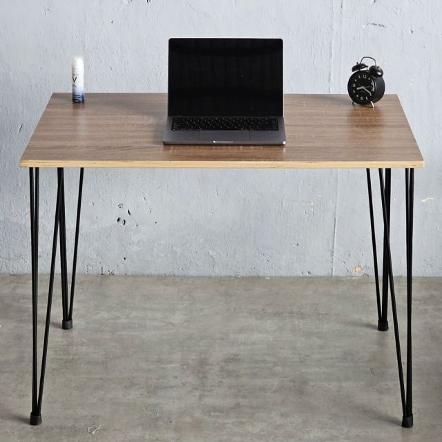 Bàn làm việc đơn giản mặt gỗ Plywood chân sắt Hairpin HOBP028