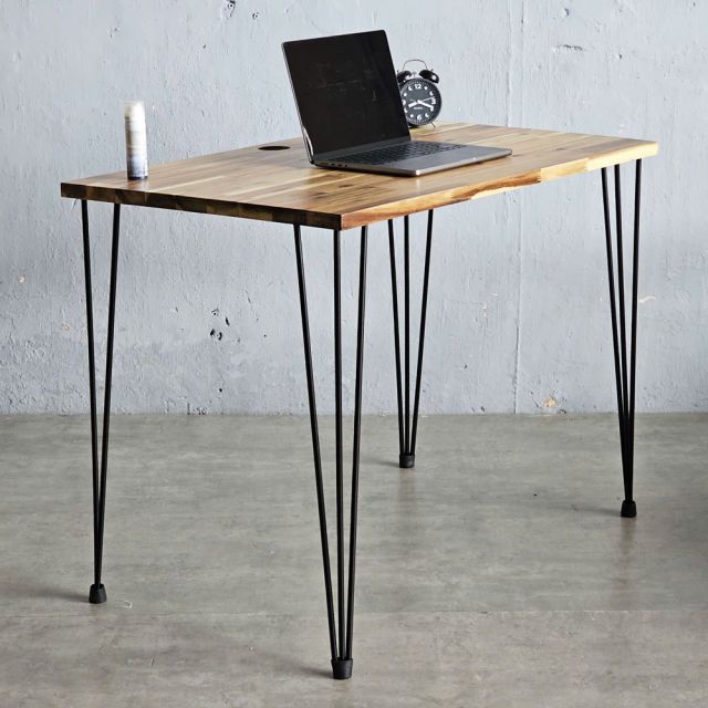 Bàn làm việc 100x60cm gỗ tràm chân sắt Hairpin