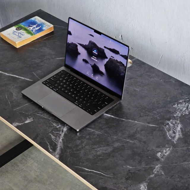 Bàn làm việc 120x60cm gỗ plywood vân giả đá hệ Rectang HBRT103