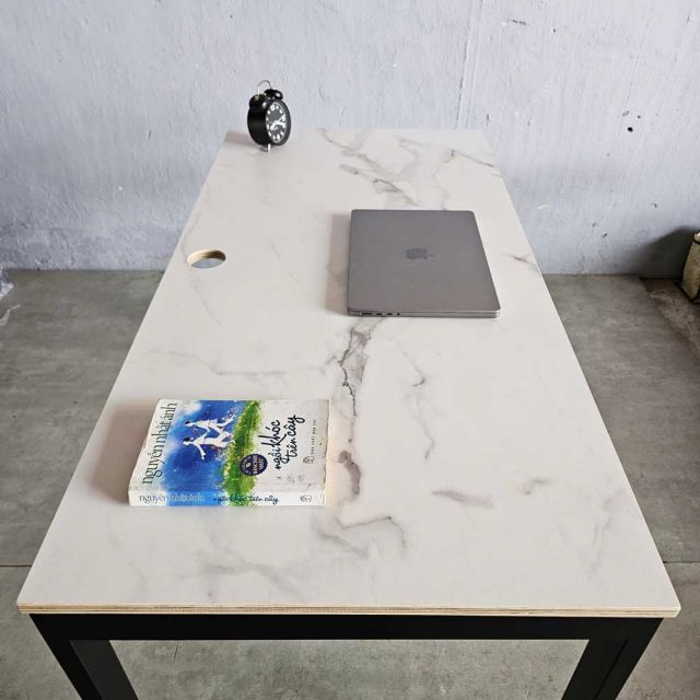 Bàn làm việc 120x60cm gỗ plywood vân giả đá hệ Rectang HBRT103