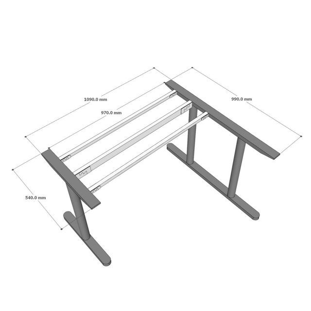 Bàn làm việc chữ L 120x100cm gỗ cao su hệ TIO HBTO025