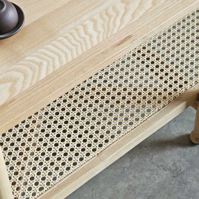 Bàn sofa hình Oval 2 tầng gỗ tần bì TT68263