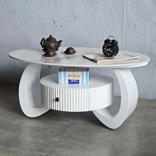 Bàn sofa hình Ellipse 100x60cm đá ceramic TT68314