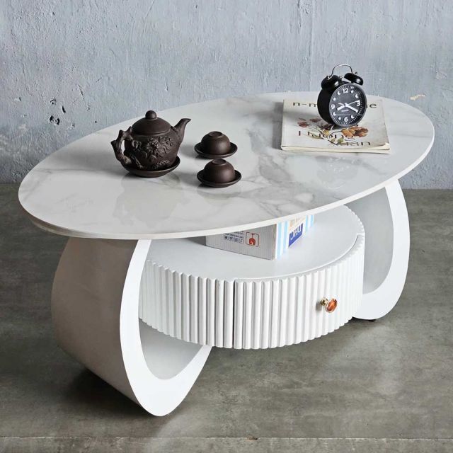 Bàn sofa hình Ellipse 100x60cm đá ceramic TT68314