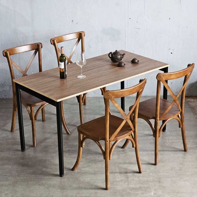 Combo bàn ăn 140x70cm gỗ plywood và 4 ghế ăn Bistro BBA174