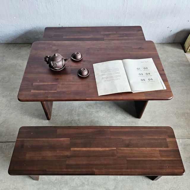Combo bàn trà và 2 ghế băng thấp CBSF68055