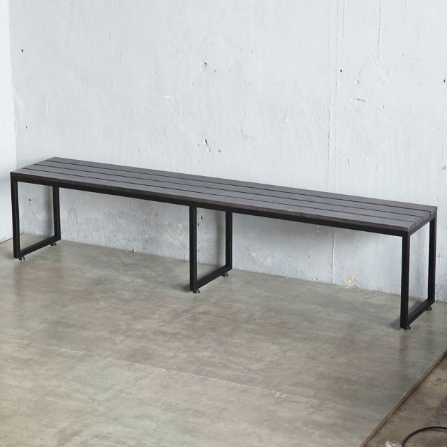 Ghế băng dài 200x35cm gỗ cao su chân sắt GBD028