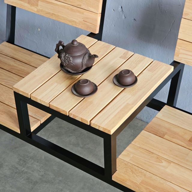 Ghế băng có bàn trà 140x45x85cm gỗ cao su GBD044
