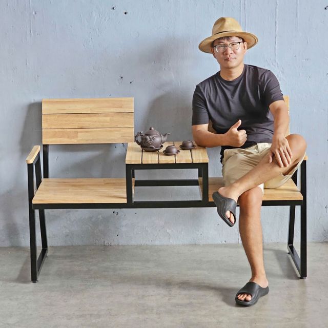Ghế băng có bàn trà 140x45x85cm gỗ cao su GBD044