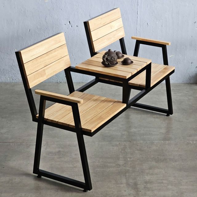 Ghế băng có bàn trà 140x45x85cm gỗ cao su GBD044