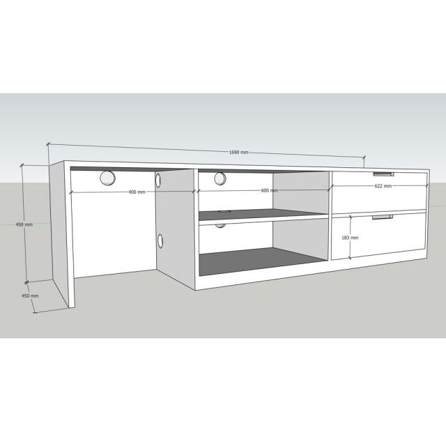 Kệ TV để sàn 169x45x45cm gỗ cao su KTV68114