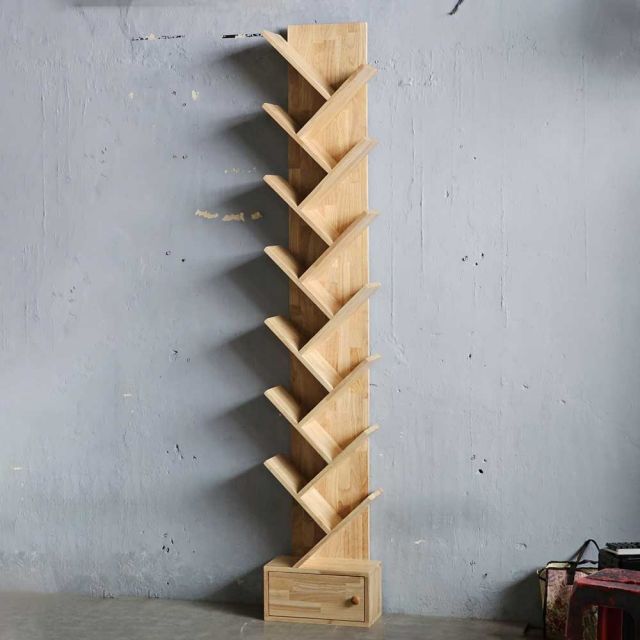 Kệ sách hình cây 40x20x220cm gỗ cao su KS68275