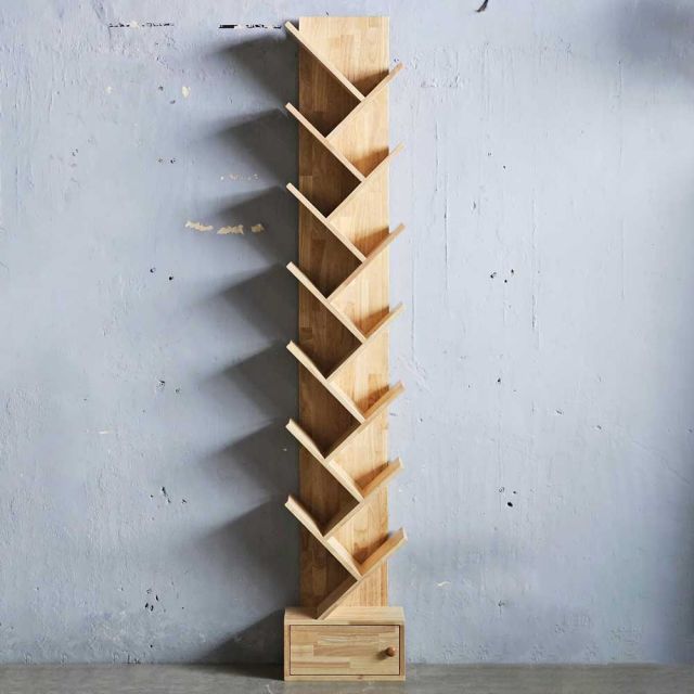 Kệ sách hình cây 40x20x220cm gỗ cao su KS68275