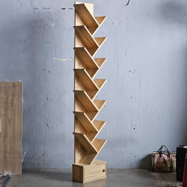 Kệ sách hình cây 40x20x220cm gỗ cao su KS68275