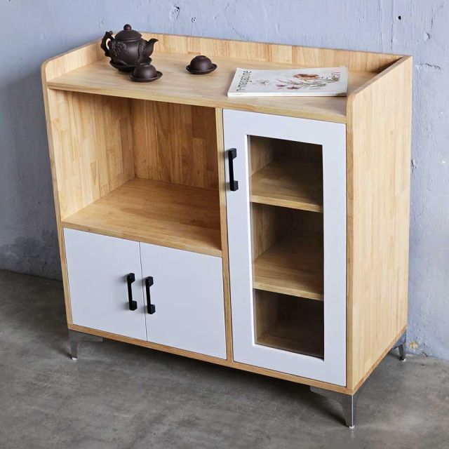 Tủ phòng ăn nhỏ gọn gỗ cao su chân sắt TPA001