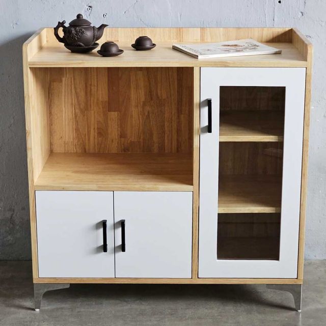 Tủ phòng ăn nhỏ gọn gỗ cao su chân sắt TPA001