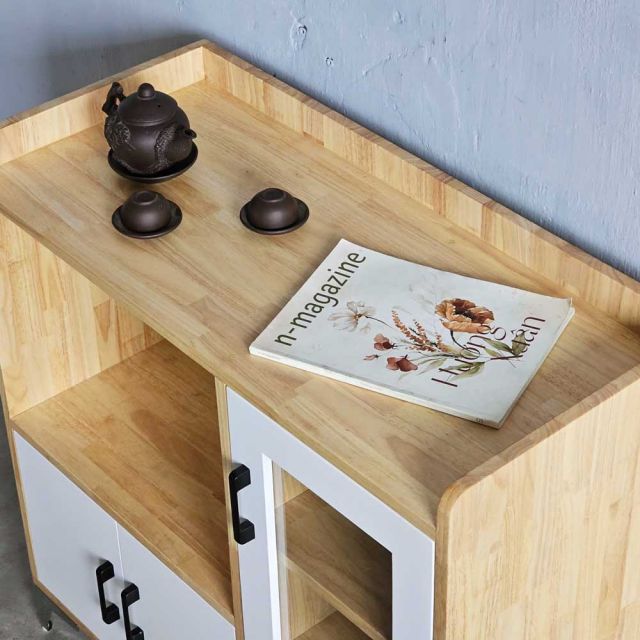 Tủ phòng ăn nhỏ gọn gỗ cao su chân sắt TPA001