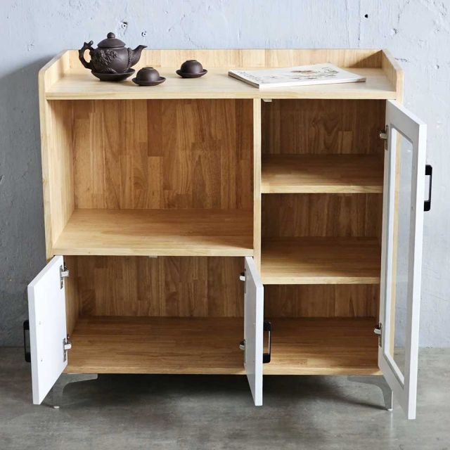 Tủ phòng ăn nhỏ gọn gỗ cao su chân sắt TPA001