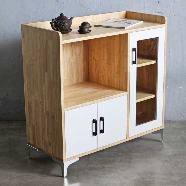 Tủ phòng ăn nhỏ gọn gỗ cao su chân sắt TPA001