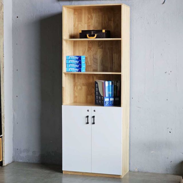 Tủ hồ sơ gỗ cao su cao 5 tầng có cửa khóa ( 80x40x220cm)