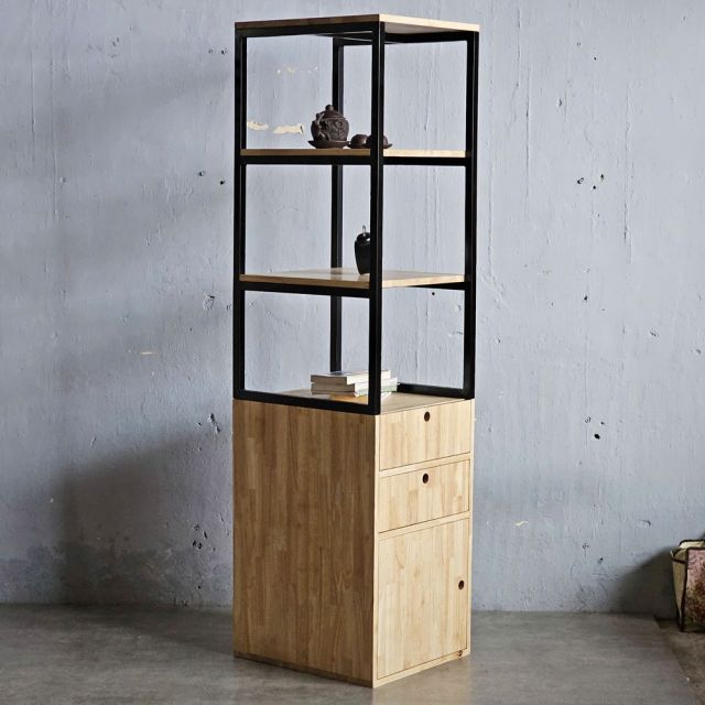 Kệ sách có ngăn tủ 40x50x180cm gỗ cao su KS68276
