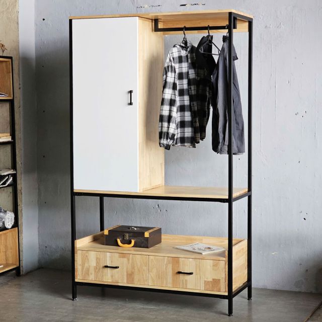 Tủ quần áo 120x50x200cm gỗ cao su KQA68062