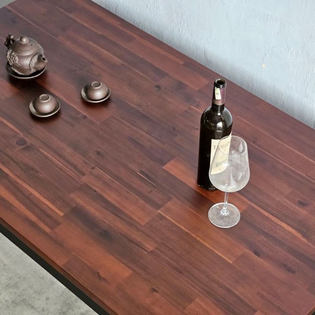 Bàn ăn chữ nhật Umaru 140x80cm gỗ tràm chân sắt BA68207