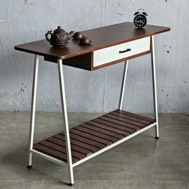 Bàn console có ngăn kéo 120x40x85cm gỗ cao su chân sắt CST069