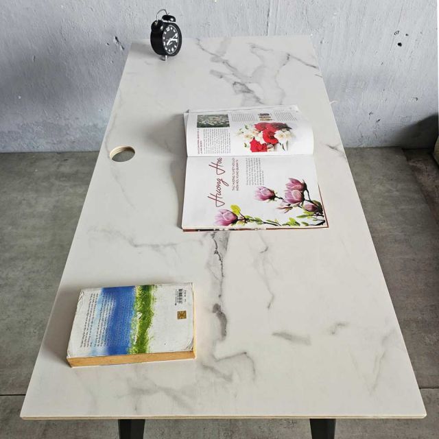 Bàn làm việc 120x60cm gỗ plywood vân giả đá hệ Tứ Giác HBDI003