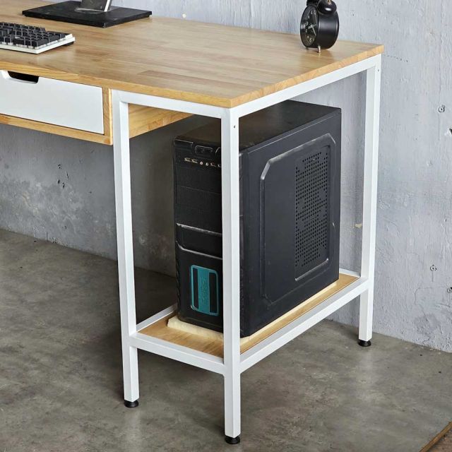 Bàn máy tính liền chân kệ 160x60cm gỗ cao su BD68120