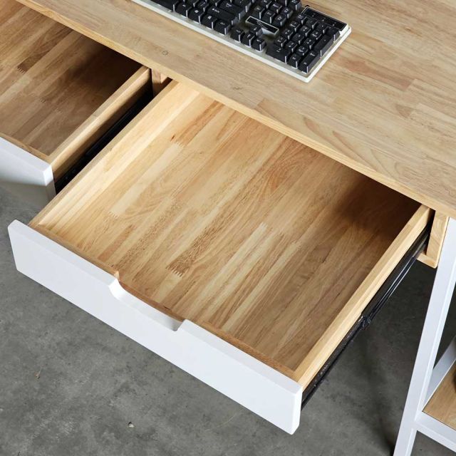 Bàn máy tính liền chân kệ 160x60cm gỗ cao su BD68120