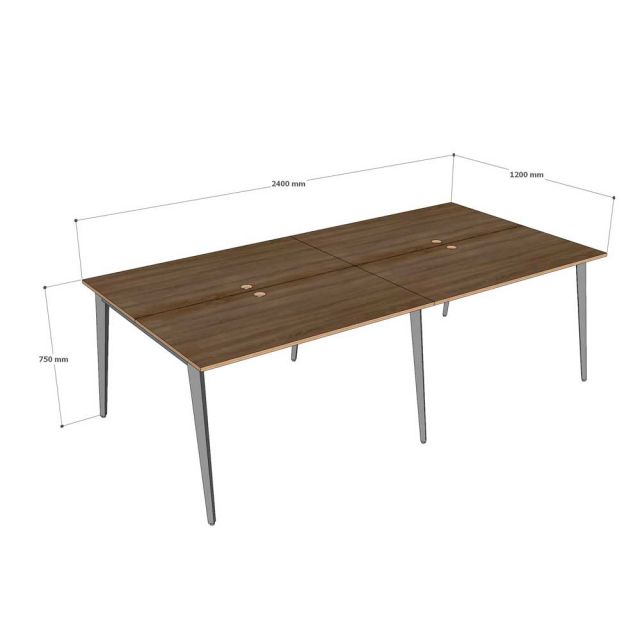 Bàn cụm 4 người 240x120cm gỗ plywood hệ Tứ Giác Côn HBDI011
